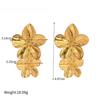Exaggerated Gold Color Floral Stud Earrings for Women Girls Vintage Metal Two Flower Leaf Earrings Wedding Jewelry Accessories