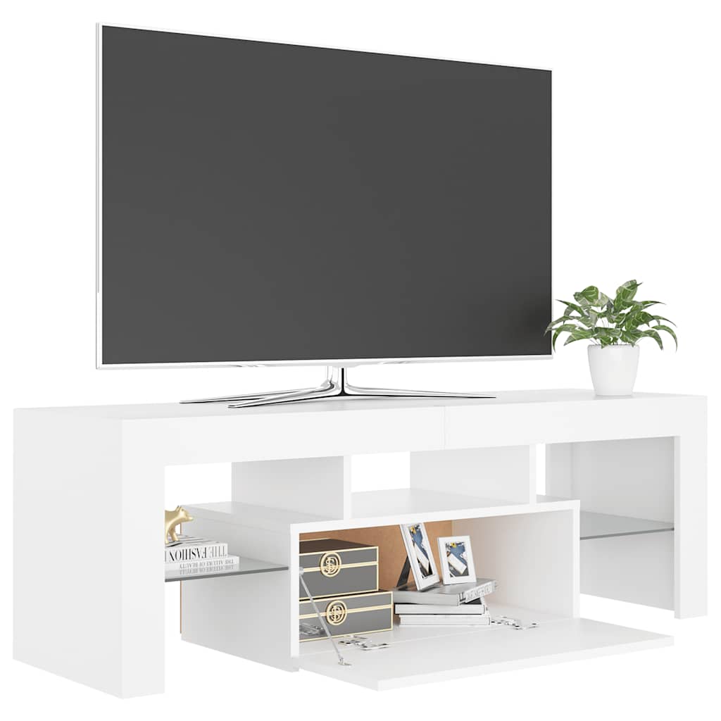 TV Stand with LED Lights White 120 X 35 X 40 Cm