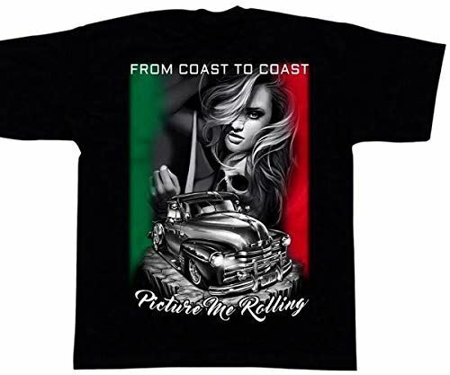 

Coast to Coast Mens Heavyweight T-Shirt Mexico Chicano Art Lowrider Unisex T-Shirt XXXL