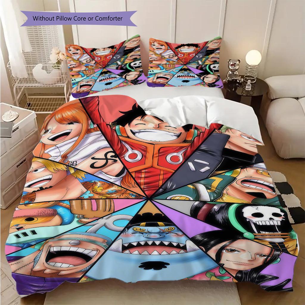 Anime Faces Quilt Set Vibrant Fans Bedding 1 Duvet Cover 2 Pillowcase Without Core Christmas Birthday Gift Bedding Set