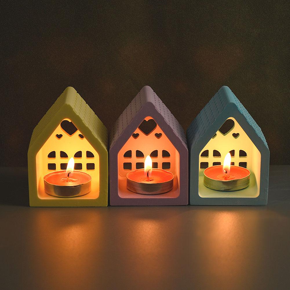 Silicone Mould Candle Holder 3D House Mould Casting Mold Candle Holder Resin Mold for Home Decoration