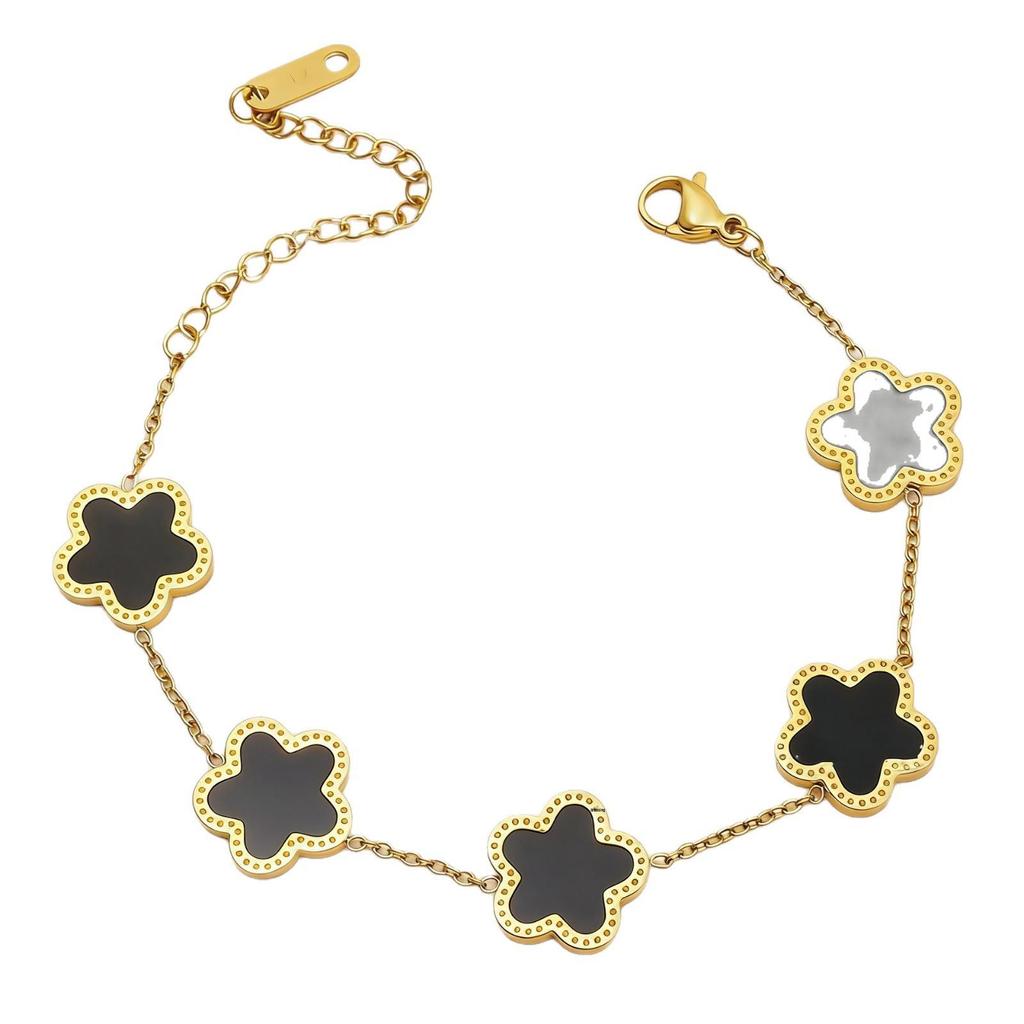 18K Titanium Steel Four-Leaf Clover Bracelet for Women - Waterproof, Luxury Feel