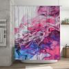 Abstract Watercolor Design Shower Curtain Pink Blue Flowing Waves Decorative Bath Mat Shower Fabric 72 x 84 Inches for Bathroom
