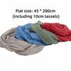 Long Tassel Sun Protection Wrap Solid Color Neck Scarf Casual Pure Linen Scarf  Spring Summer