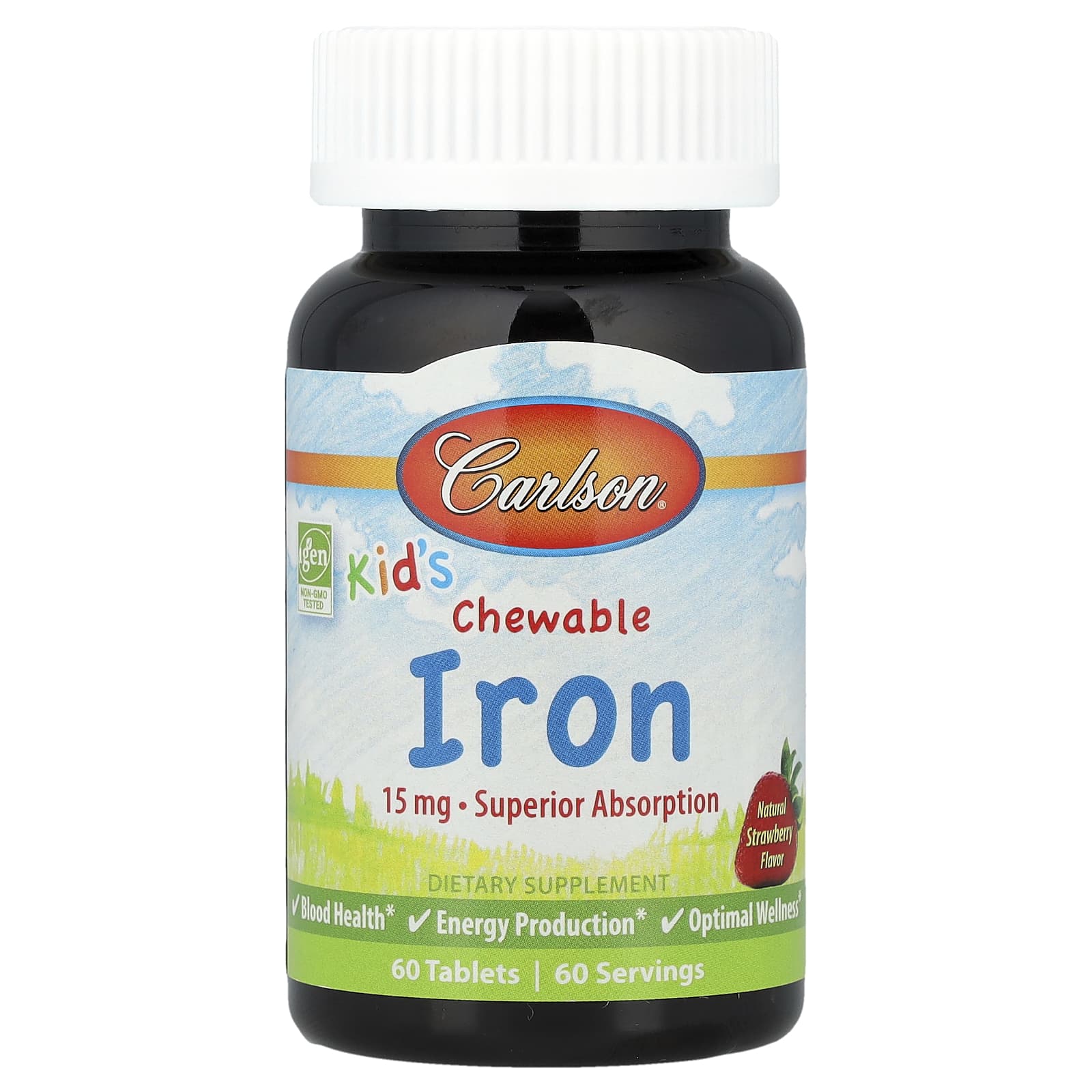 

Children s Chewable Iron, Natural Strawberry Flavor, 15Mg, 60 Tablets