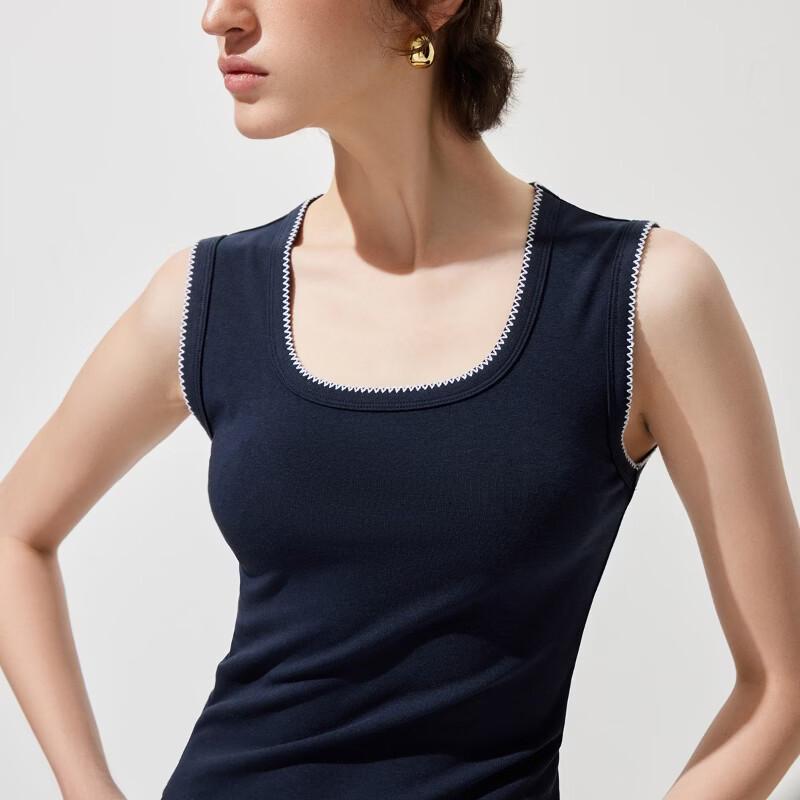 ONLY Women's 2026 Spring Contrast Embroidery U-Neck Sleeveless T-Shirt