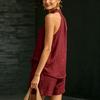 Dámský top s halter výstřihem do V bez rukávů ze směsi lnu Elastické šortky s pasem Dvoudílný ležérní outfitový set na dovolenou