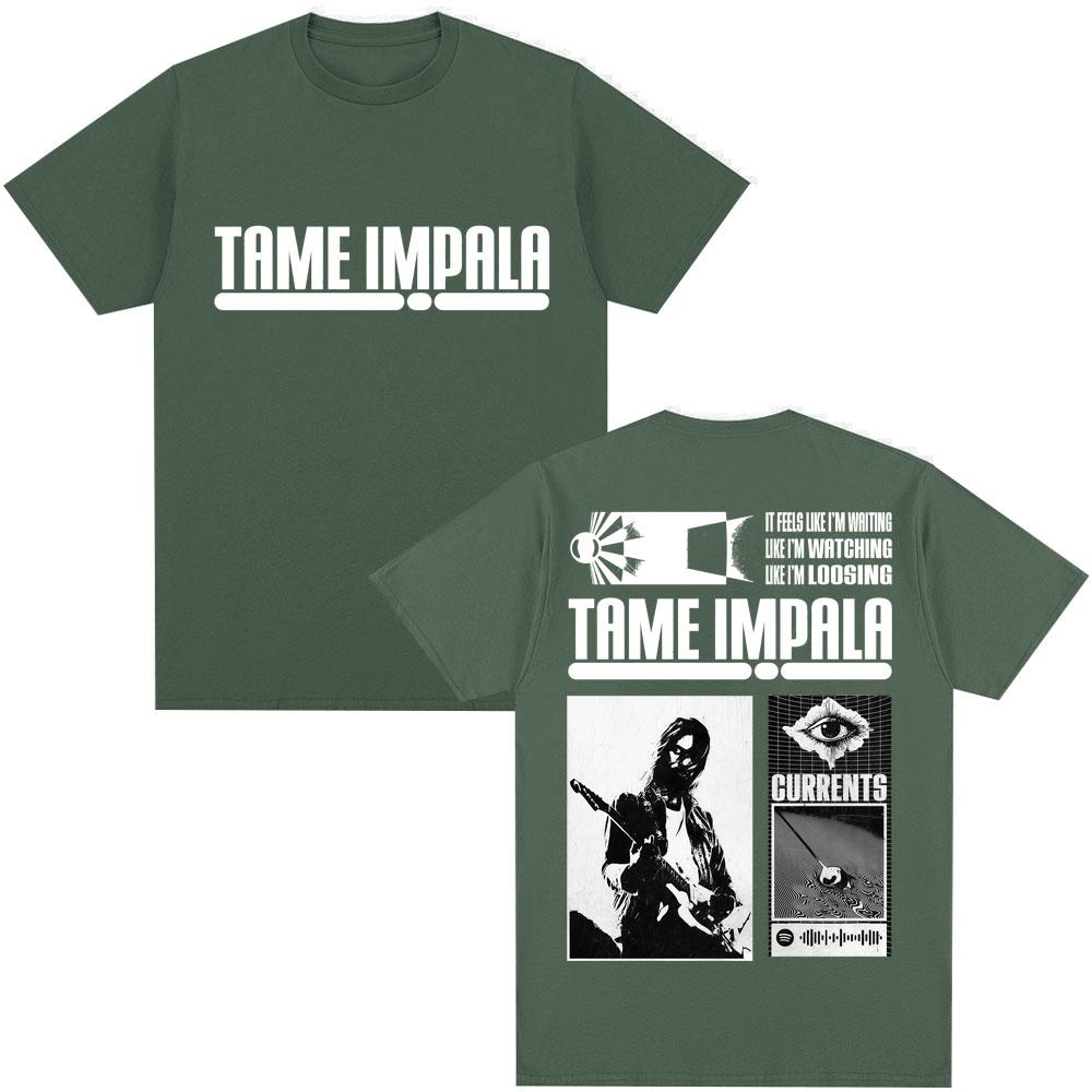 Rock Band Tame Impala Currents Album T Shirts Men Women Harajuku Vintage T-shirts Casual Male Hip Hop Oversized Cotton T Shirt