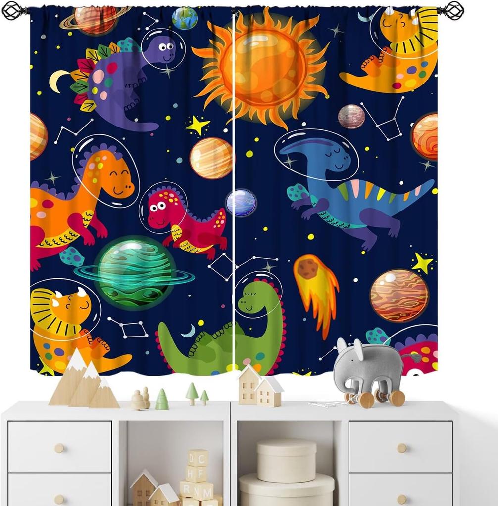 Kids Sea Animal Curtains Teens Boys Girls Bedroom Nursery Decor Cartoon Sharks Art Printed Window Drapes Fabric Light Blocking Polyester Sleeping Area