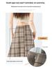 Women's 2026 Spring Retro Plaid High-Waist A-Line Skirt with Elastic Waist and Wide Hem
