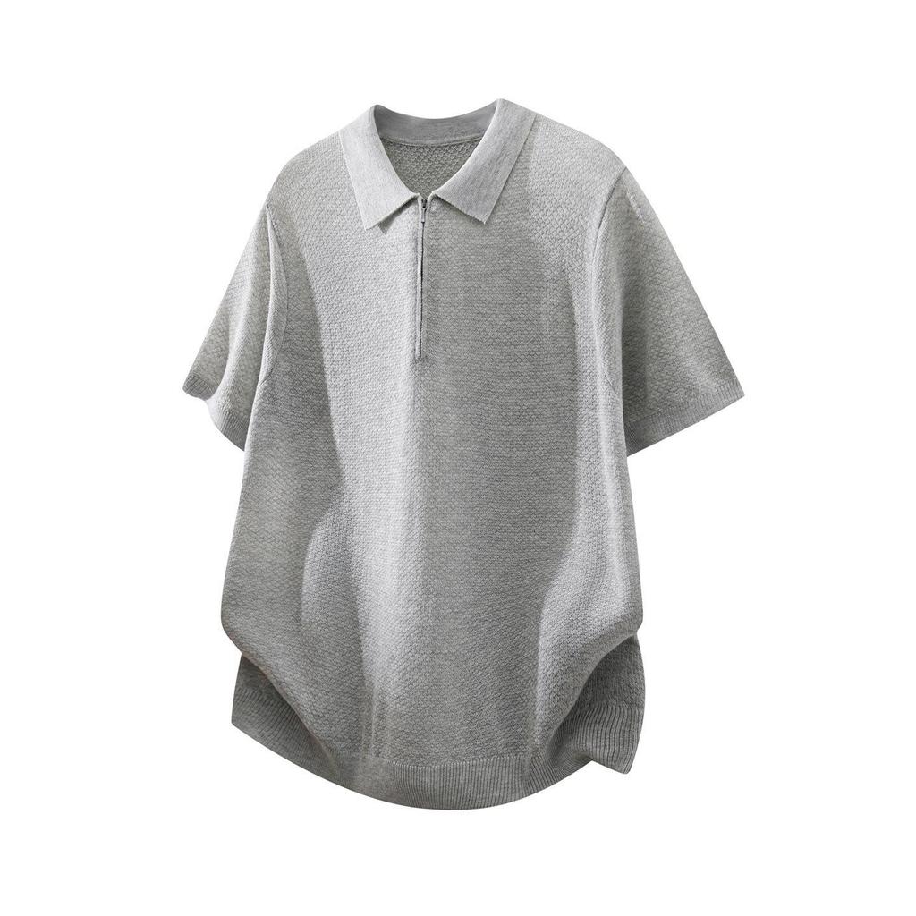 2026 Men's Solid Color Knit Short Sleeve Summer Top - Japanese Trendy Style