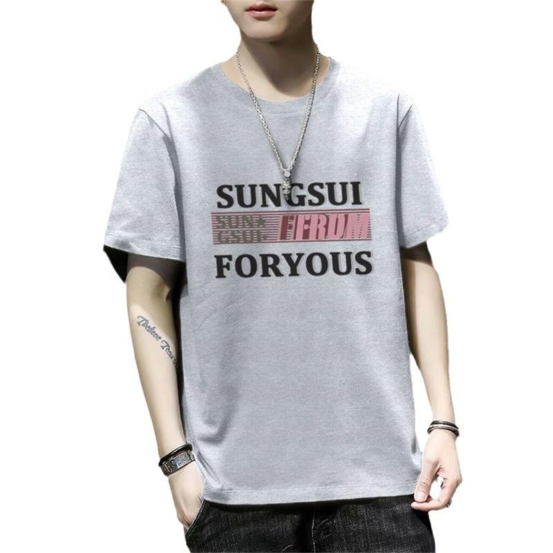 Men'S Short-Sleeved T-Shirt New Summer Trend Korean Version Loose Bottoming Shirt Clothes T-Shirt Large Size Teen