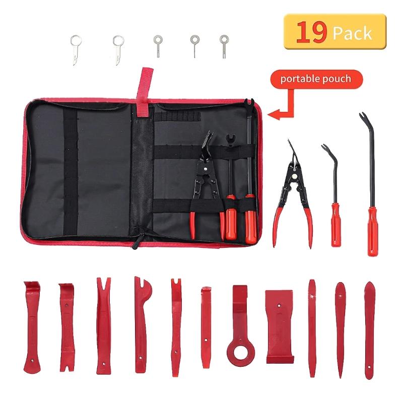 Car Audio Disassembly Panel Trim Removal Tool Kit Door Clip Interior Trim Tools Auto Radio Removal Pry Tool 5/16/19Pcs