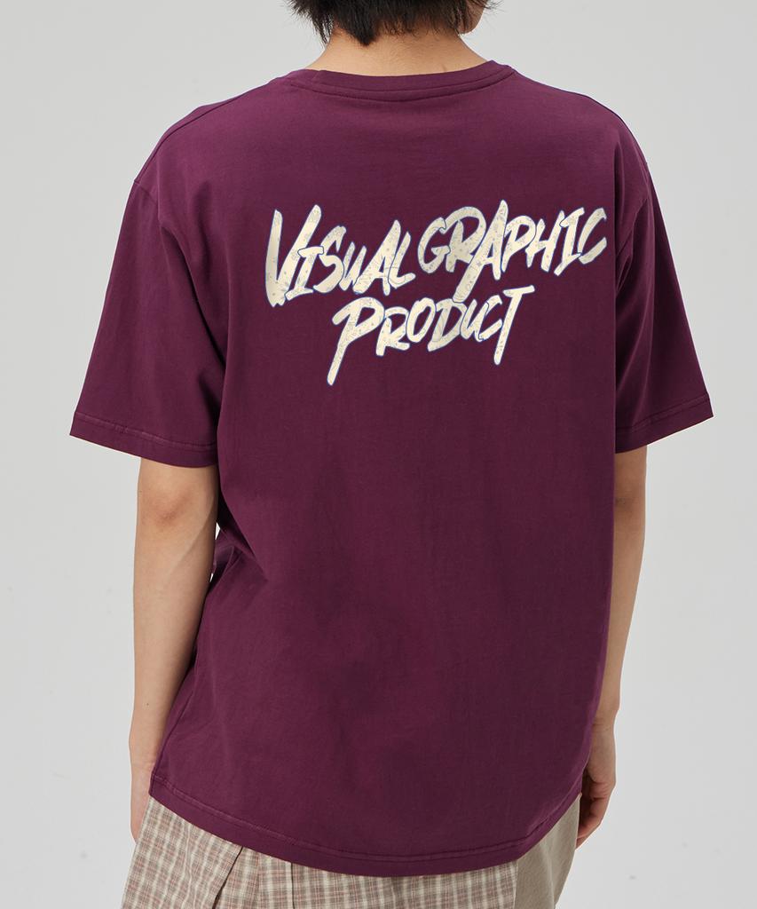 BY.L Paisley Graffiti Logo Short Sleeve T-Shirt Wine