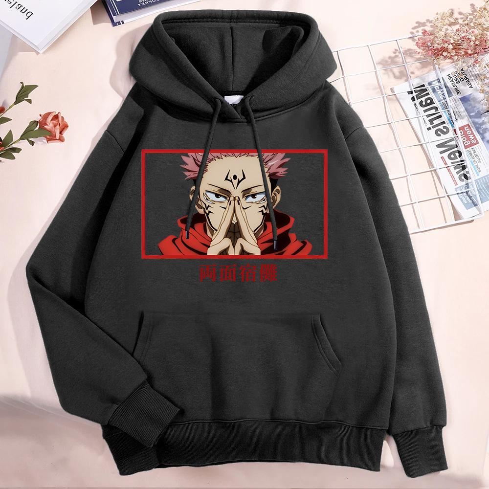 

New Anime Ryomen Sukuna Printed Long Sleeve Pullover Hoodies For Women And Men Couple Casual Sweatshirts Autumn Winter Plus Size M