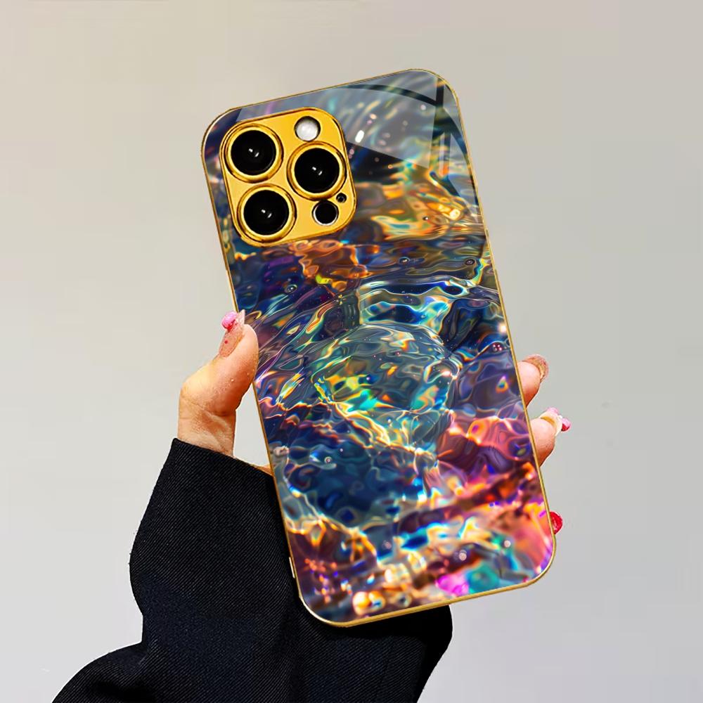 

Красочный гальванизированный стеклянный чехол для телефона iPhone 17 16 15 14 13 12 11 Pro Max Plus 16E 17Air iPhone 17