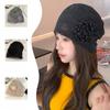 New Rose Flower Knitted Hat Side Flower Drawer Hat Mesh Pile Hat Showing Face Small Bag Head Hat