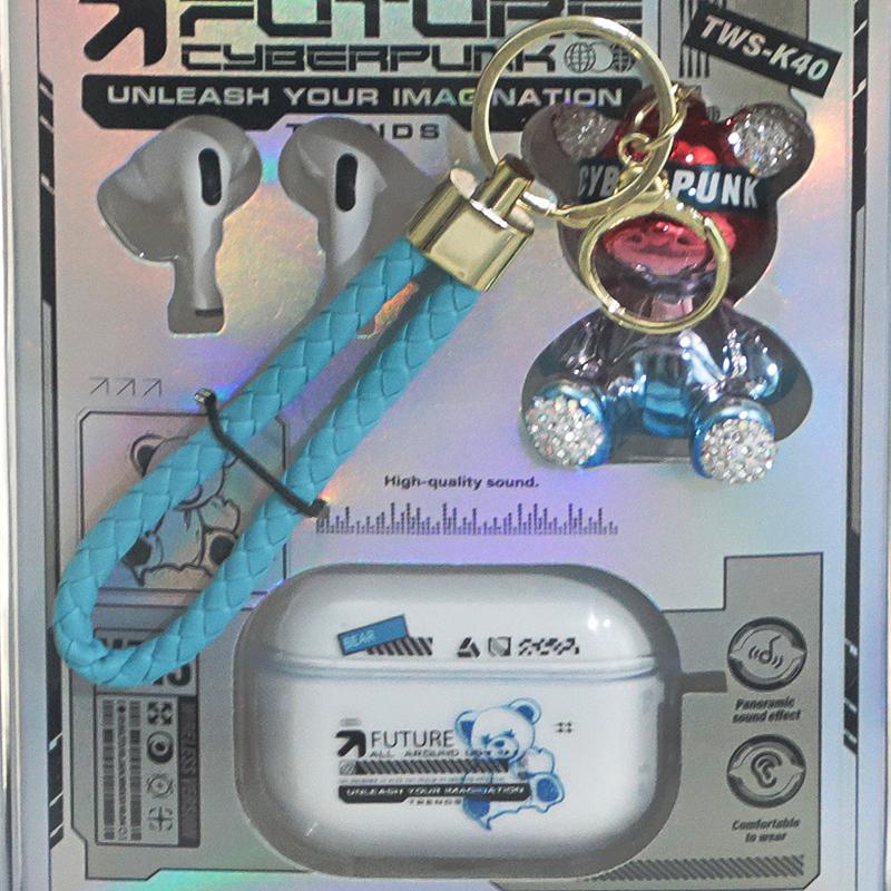 

Cute Colorful Bear Wireless Earphone With Hanging Key Rings Decoration Bluetooth Headphone Headset Earbuds Long Battery Life