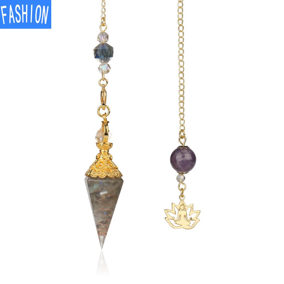 Mixed Aura Natural Spirit Pendulum Crystal Pendant Yoga Gold-plated Buddha Meditation Idea Concentrated Jewelry