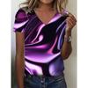 Summer Women's 3D Printed V-Neck T-Shirt Fashion Versatile Breathable Trend Casual