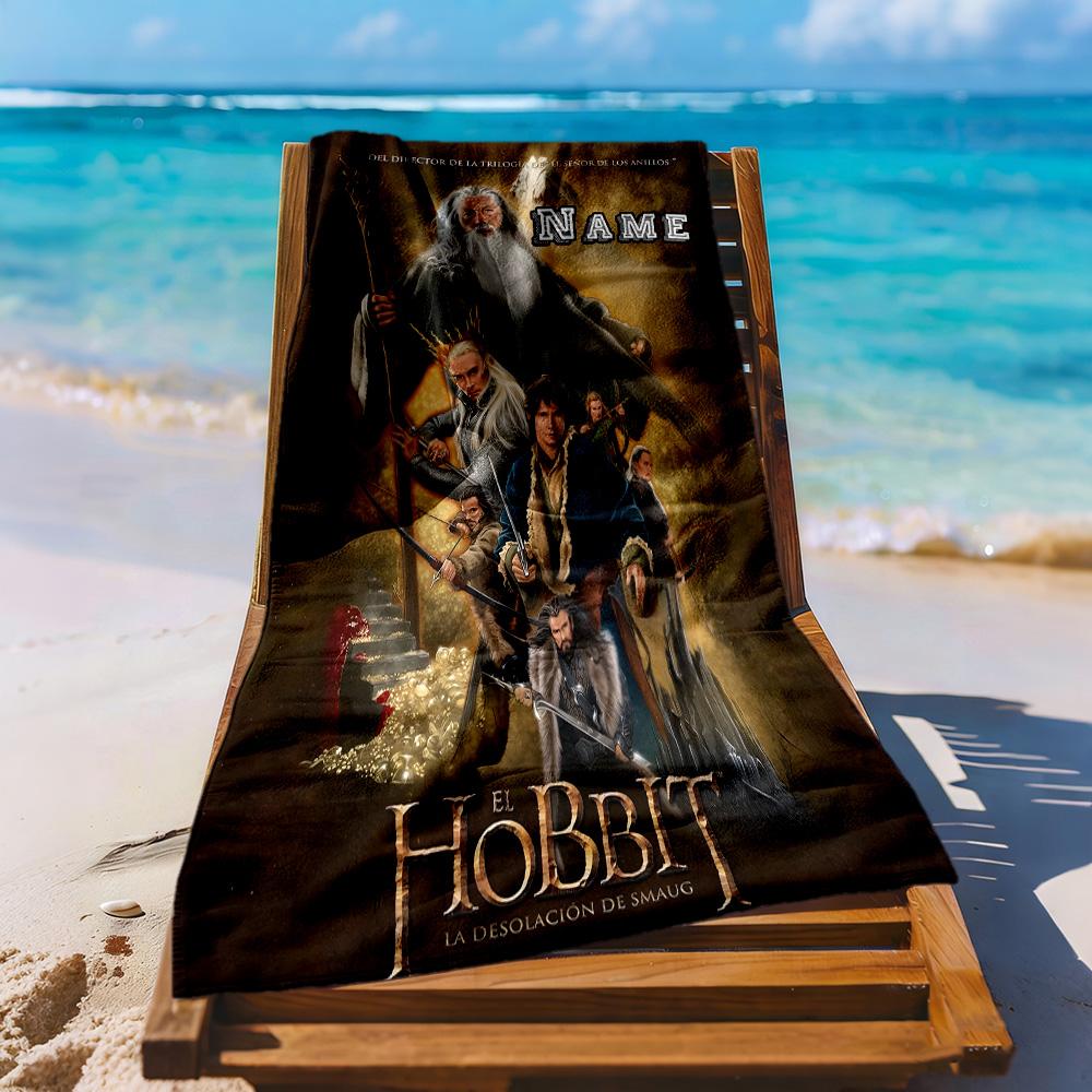 Journey Through Middle-earth Customize Text Beach Towel Super Soft & Absorbent Suitable for Sports Travel Swimming Yoga Bathroom Beach And Pool