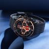 [BUREI] Men's Chronograph Analog Waterproof Quartz Watch with Black Urethane Belt, Date, Gold, Men's Selection, Gift