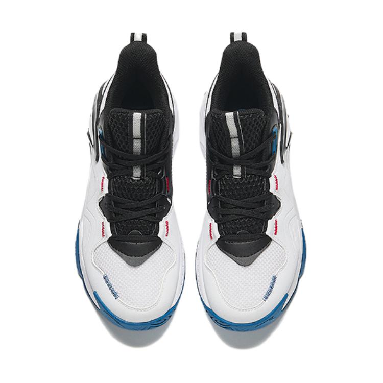 Anta Kids Air Space Comfortable Non-Slip Shock Absorbing Wear-Resistant Breathable Low-Top Basketball Shoes Kids Sneakers White Black A12431102-1