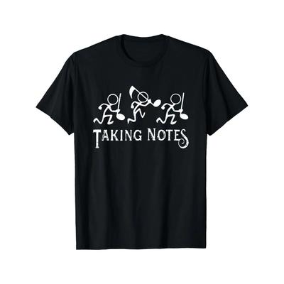 Męska Koszulka Graficzna Vintage Muzyczna - Wzór "Taking Notes" dla Muzyków, Wygodna Bawełniana Koszulka z Krótkim Rękawem dla Miłośników Muzyki