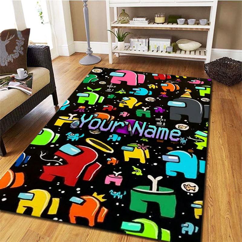 Among Us Custom Name Carpet Rug for Living Room Bedroom Home Sofa Decoration,Kids play Non-slip Floor Mat