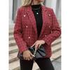 European and American Winter Fashion Casual Double Breasted Women's Small Suit Lapel All-Match Outerwear Women Suit Jacket