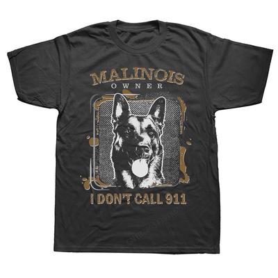 Vintage Belgian Shepherd Malinois Men Pre-Shrunk Cotton Mechelaar T-Shirt Sleeved Dog Lover Harajuku Shirt Clothing Camisas