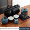 Portable Ceramic Gongfu Travel Tea Set - Quick-Brew Teapot with Ancient Charm