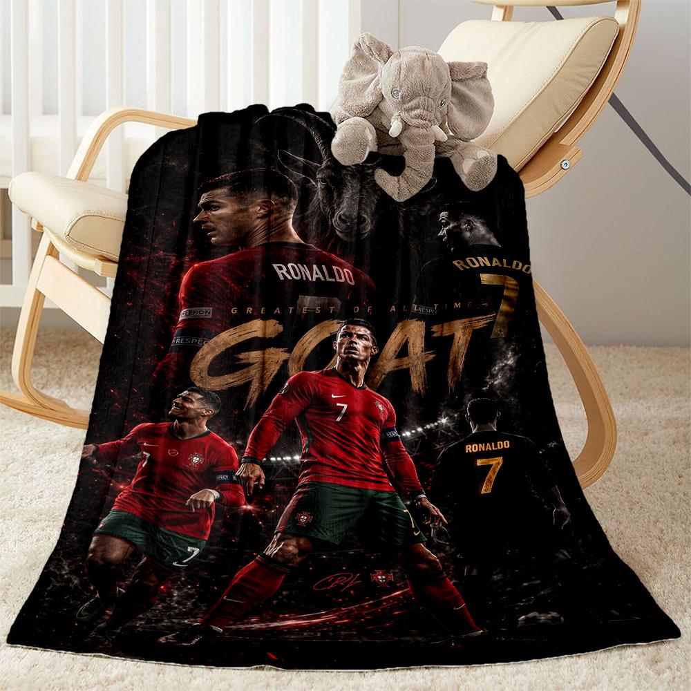 Ronaldo's Legacy: Goat Blanket Soft Warm Cozy Great for Sofa Bed Bedding All-Season Use Playful Design Suitable for Gifting Relatives and Friends
