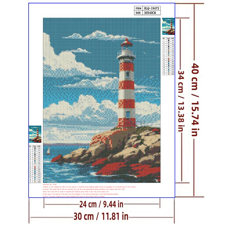 5d DIY Diamond Painting Cross Stitch Lighthouse Scenery Diamond Embroidery Mosaic Full Round Drill Home Decor