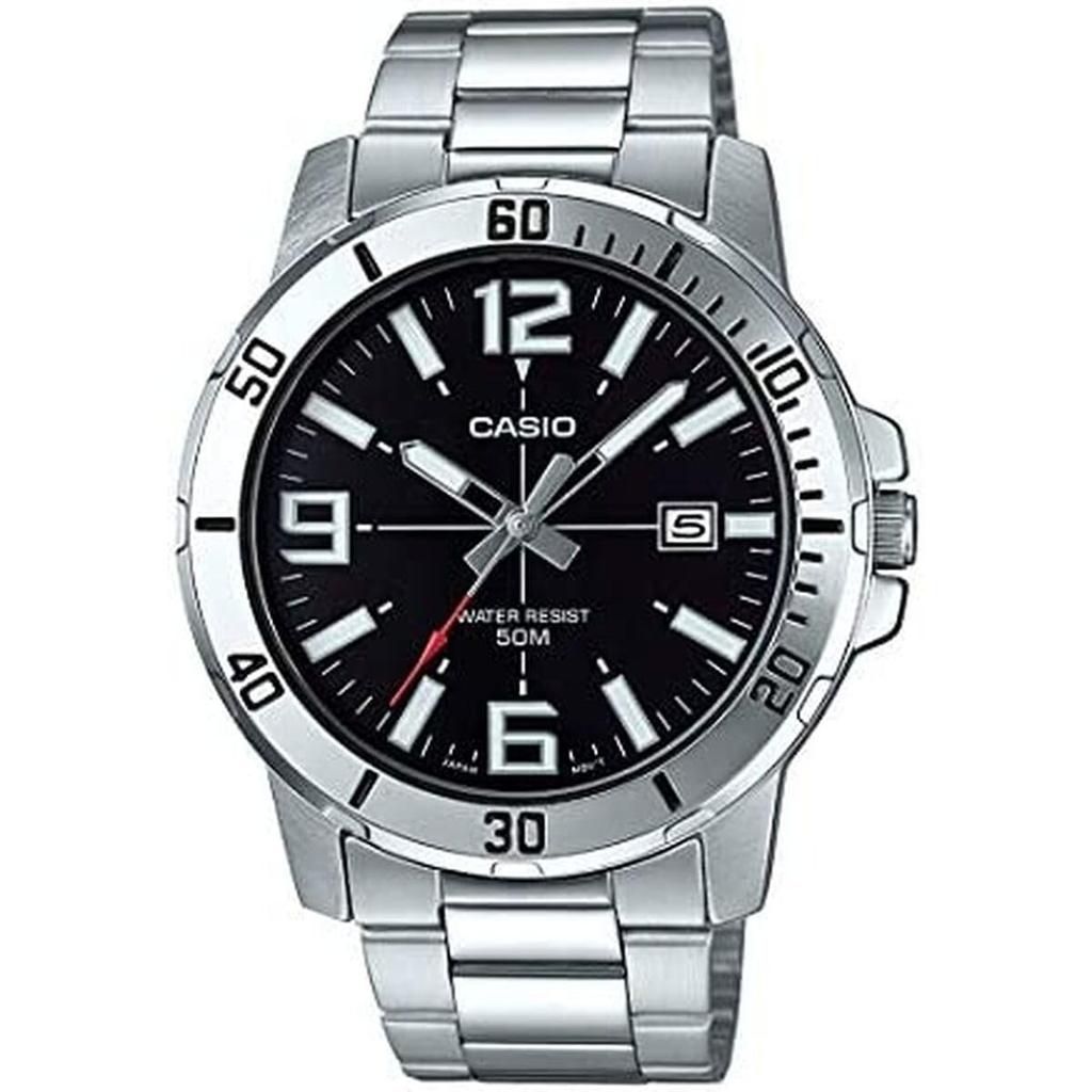 Casio Enticar Stainless Steel Black Dial Casual Analog Sporty Watch MTP-VD01D-1BV Men's