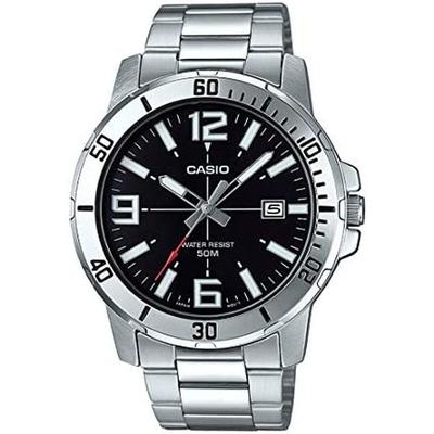 Casio Enticar Stainless Steel Black Dial Casual Analog Sporty Watch MTP-VD01D-1BV Men's