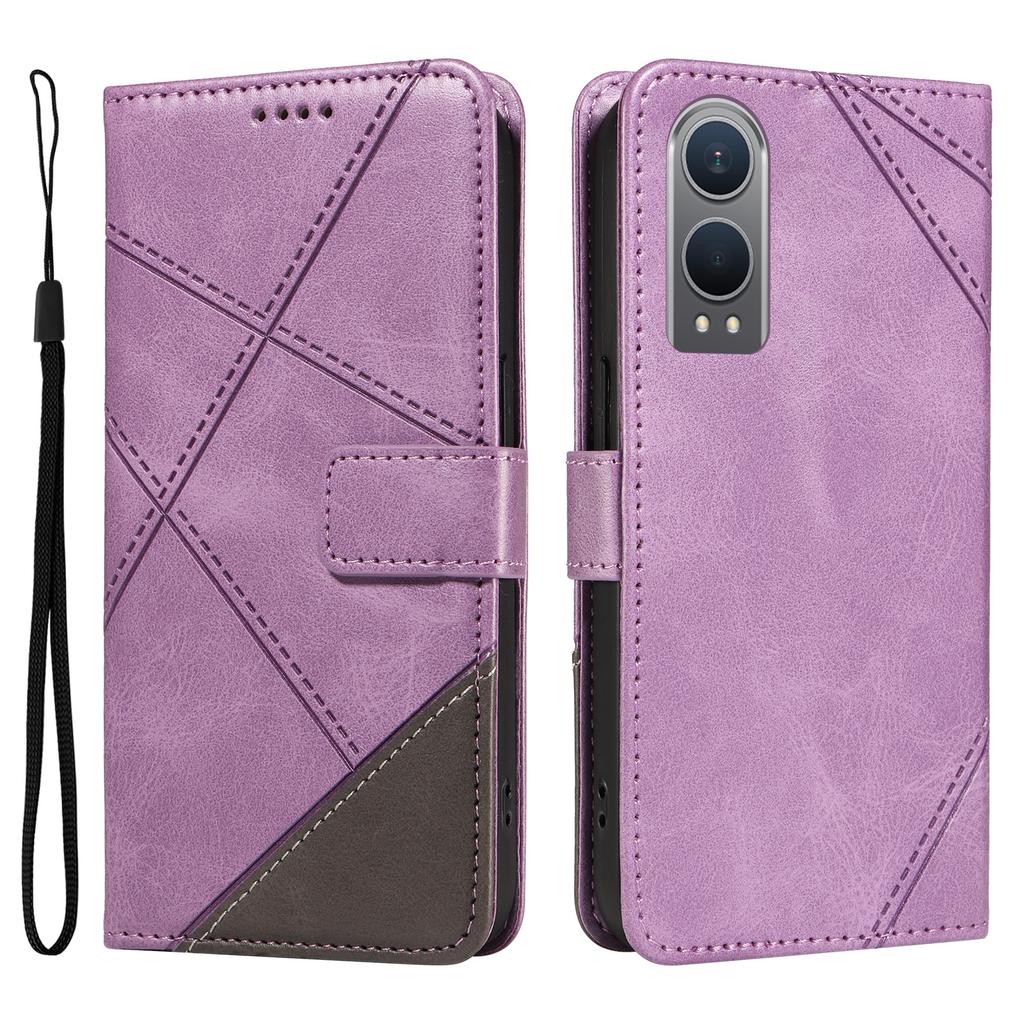 For OnePlus Nord CE4 Lite 5G/Oppo K12x 5G (China) Case Leather Wallet Shockproof Phone Cover Geometric Line