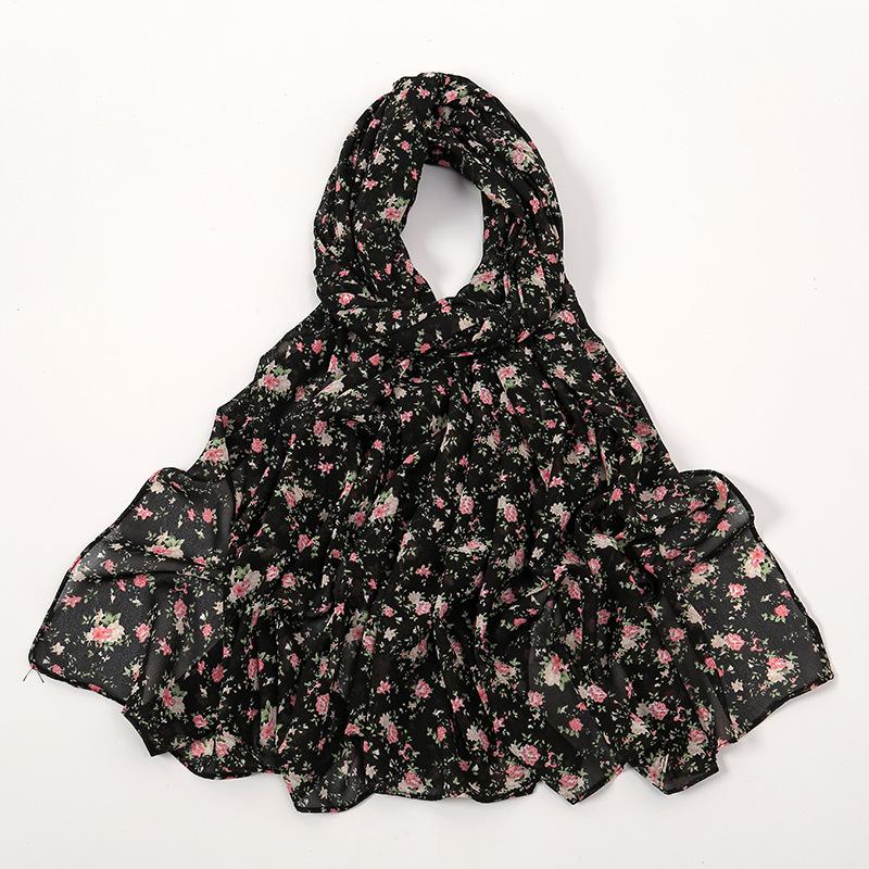 180*70cm Unique Women's Floral Scarves Lightweight Sheer Silky Feeling shawl Chiffon Flowers Printed Scarf