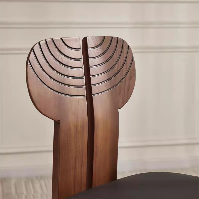Luxury Walnut Dining Chair High-End African Wood Seat Designer Rustic Backrest Vintage Table Stool for Home