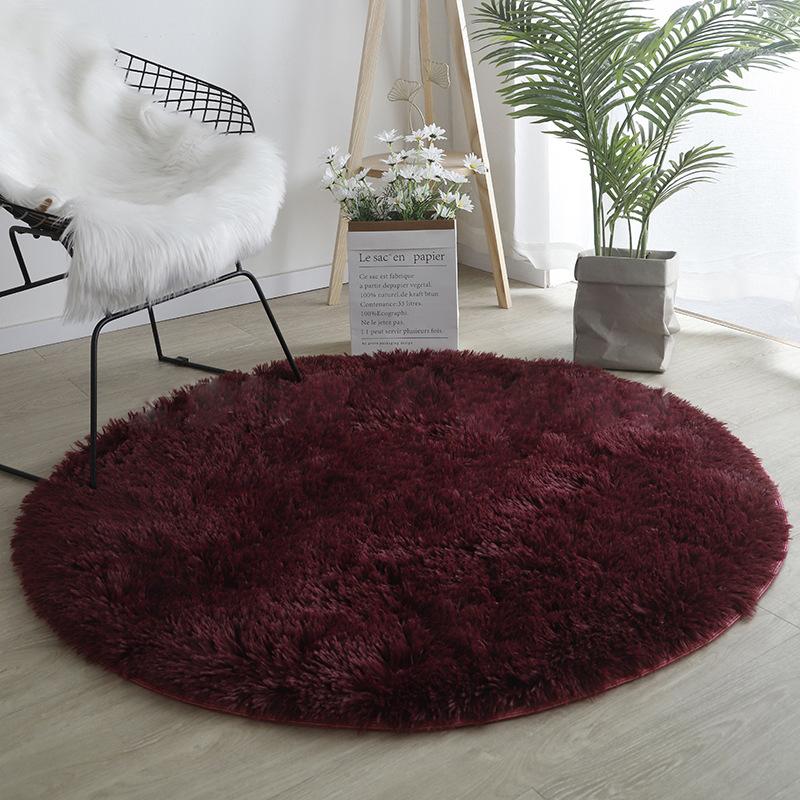 Tappeto Rotondo Morbido Ele ELEOPTION 100 Cm - Microfibra Shaggy Antiscivolo Viola Per Cameretta E Soggiorno