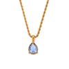 Rz Vintage Non-Tarnish Snake Chain Cross Water Drop Pendant Necklace Stainless Steel 18K Gold Plated Birthstone Women's