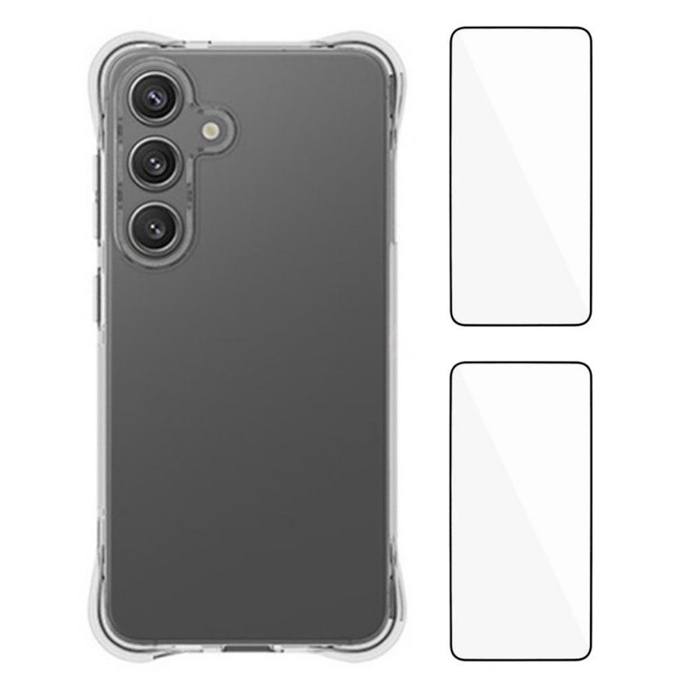 

WANLONFENG WL2 Series for Samsung Galaxy S25 Case 2.0mm TPU Precise Cutouts Phone Cover with 2Pcs Tempered Glass Films Type A