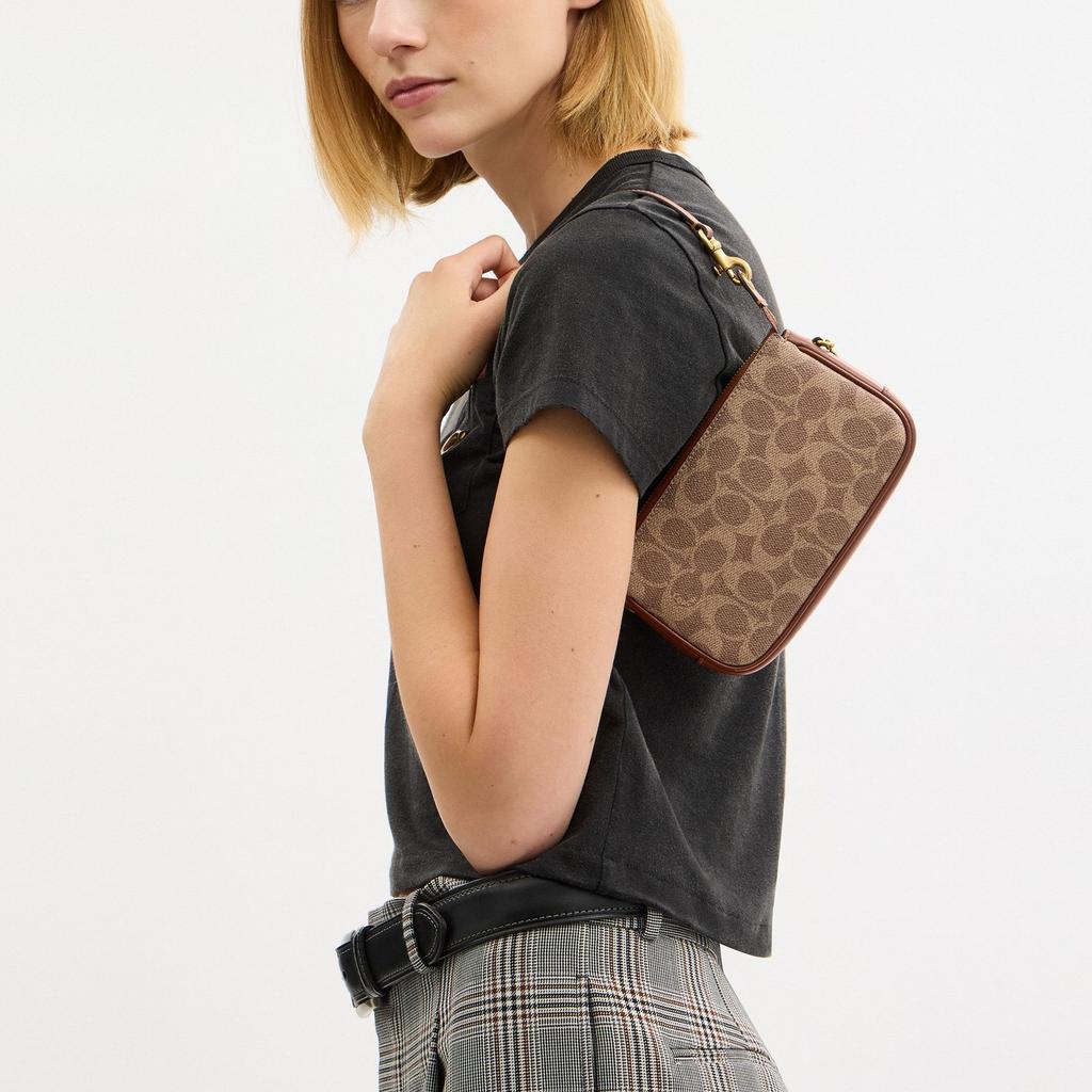 COACH Plaza Artificial Leather With Cow Leather Handbag, Shoulder Bag Small Women's Brown Yellow CCD38-B4N4