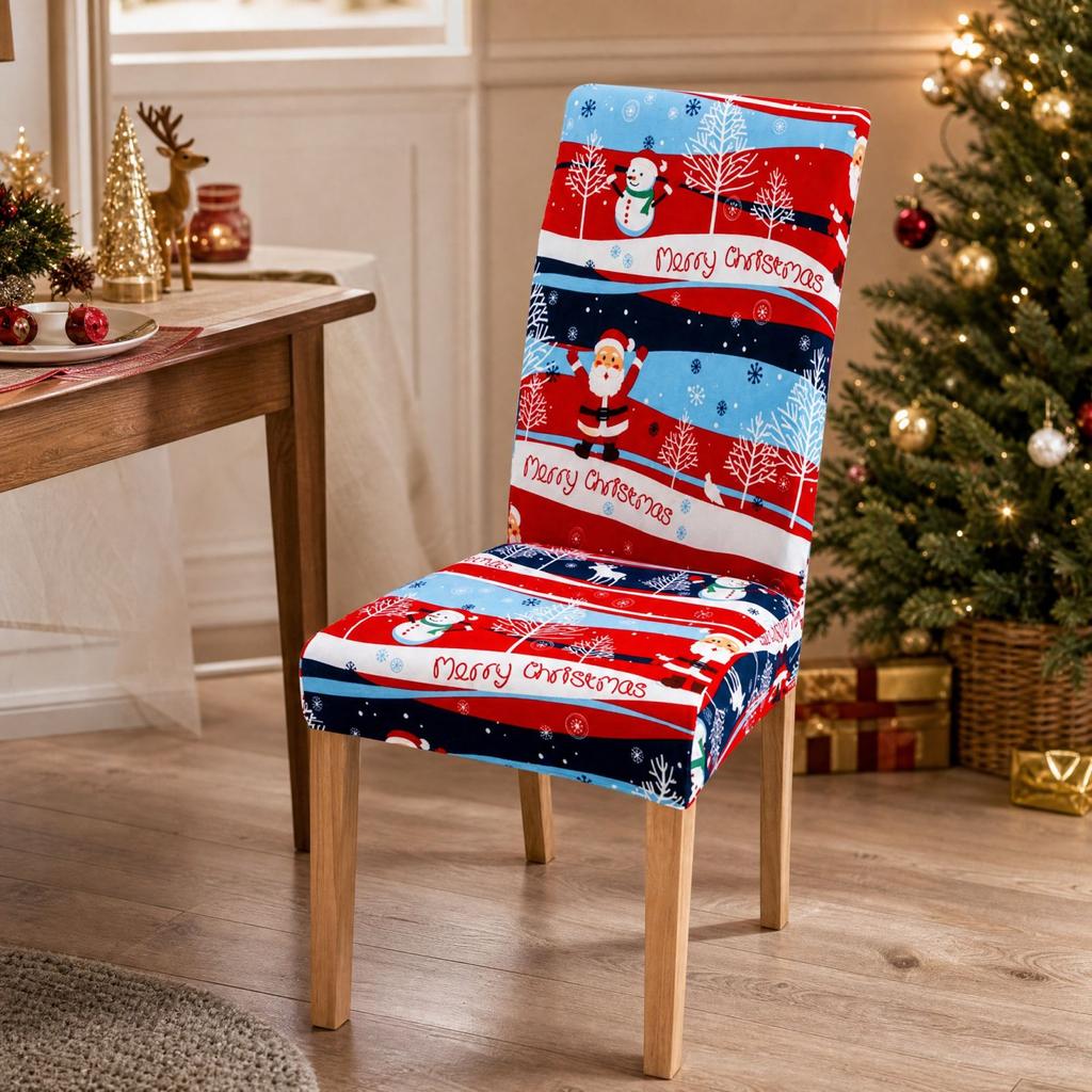 Christmas Chair Cover Stretchy Full Wrap Slipcover for Home Holiday Decor