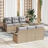 VidaXL 7-Piece Garden Sofa Set with Beige Cushions Poly Rattan Acacia 3347273