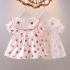 Cute Strawberry Print Dress For Toddler Girls Summer Princess Baby Girl Casual Sundress Party Outfit