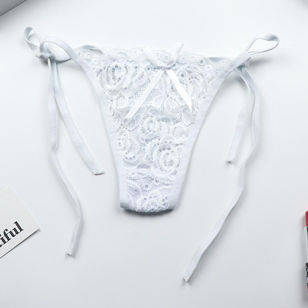 1 Pc Sexy G-string Thongs Women Panties Floral Sheer Underwear Soft Side Tie Lingerie Briefs Lace Transparent Thong Panties