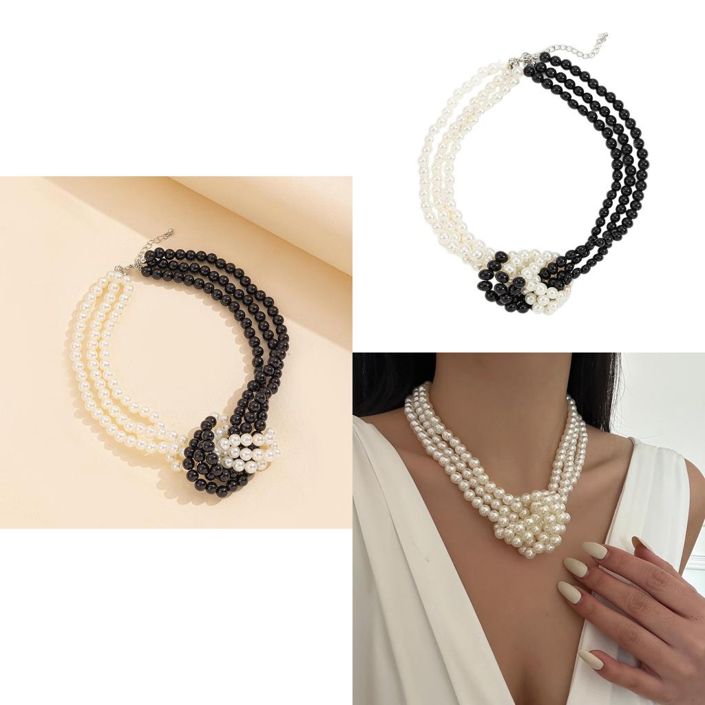 Collana di Perle Multistrato per Donna con Design Geometrico Gioielli Artistici Fatti a Mano