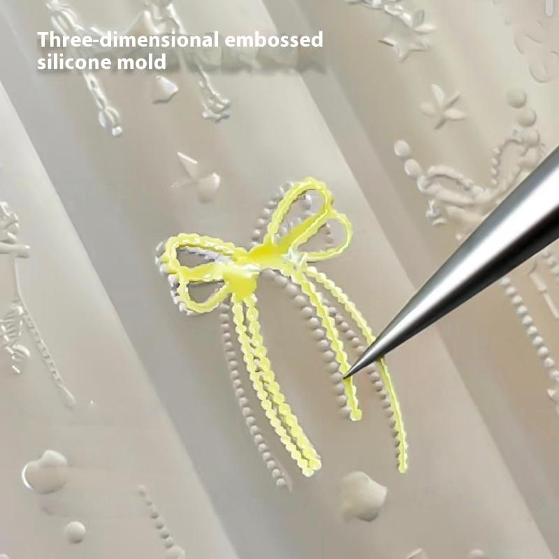 

1Pcs Nail Art Decoration Cute Butterfly Bead Chain Nails 3D Nail Mold Silicone Pentagram Nail Art Accessories one size