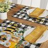 Set mit 4 Frühlings-Bienen-Gnom Gänseblümchen-Plaid Tischsets, Leinen gewebte rechteckige Tischmatten, nur Handwäsche, für Bauernhaus-Küchendekor, Esszimmerdekor